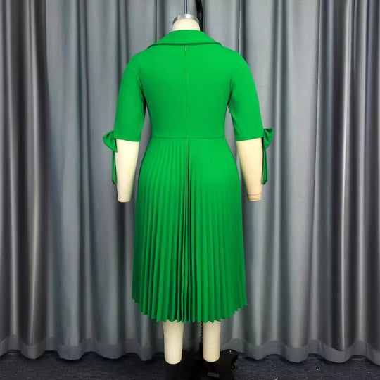 Damen Falten Kleid mit eleganter Kragen- und Ärmelgestaltung EB