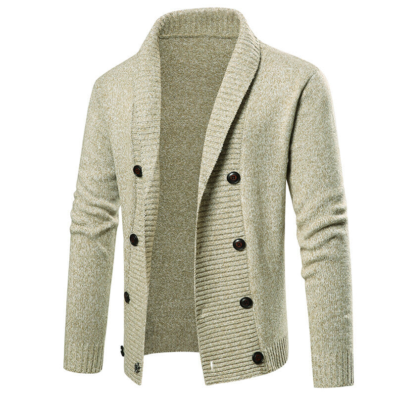 Herren nan Strickjacke mit Schalkragen und doppelter Knopfleiste EB