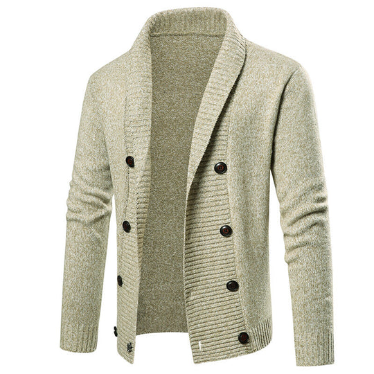Herren nan Strickjacke mit Schalkragen und doppelter Knopfleiste EB