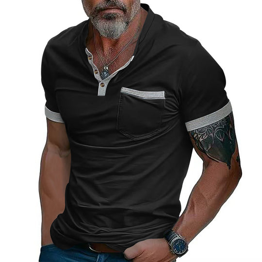 Herren Poloshirt mit modischem Kragen und Brusttasche EB