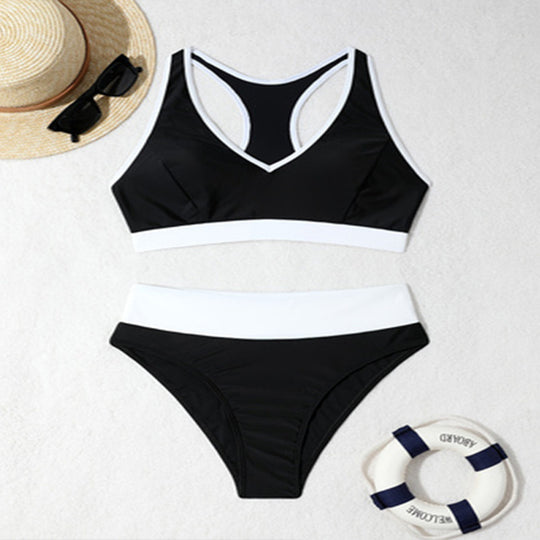 Damen Sportlicher Bikini-Set mit hohem Bund und racerback Design EB
