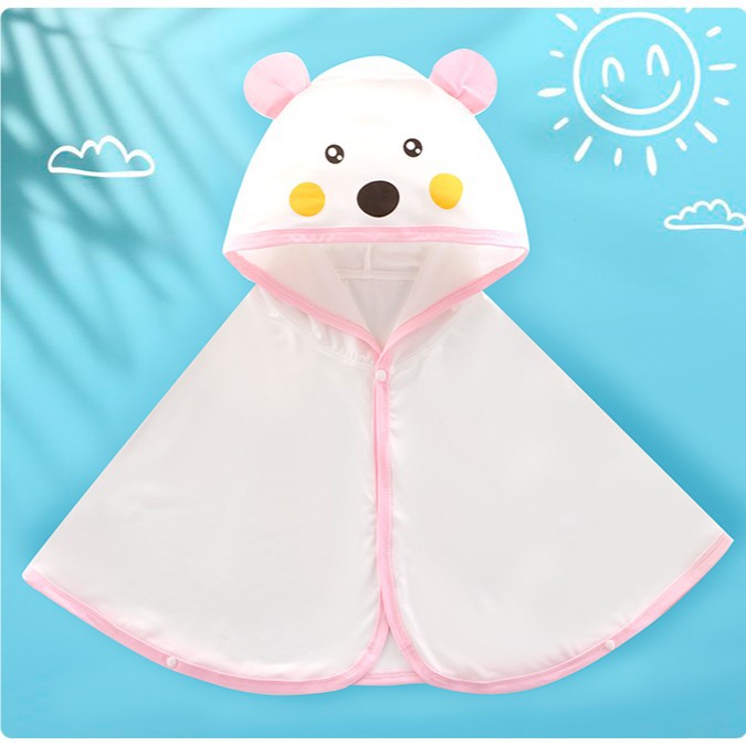 Unisex nan weiches Kapuzenponcho für Babys mit Bärenohren und drapiertem Badeponcho aus Mikrofaser R&B
