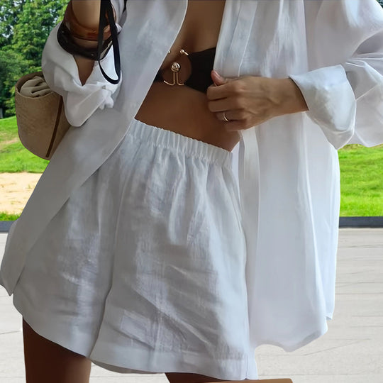Damen Oversized Hemdblusenkleid mit langen Ärmeln und asymmetrischem Schnitt EB
