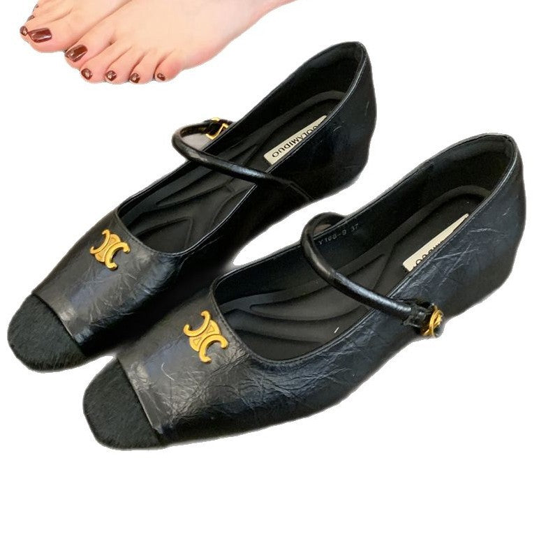 Damen Ballerinas mit dekorativer Schnallen-Applikation und elegantem Schnitt EB