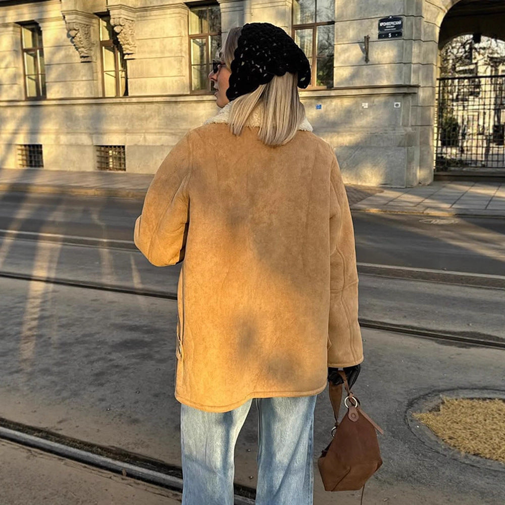 Damen Oversized Kunstfelljacke im lässigen Schnitt EB