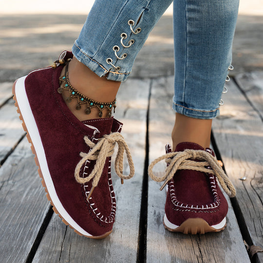 Damen Freizeit-Sneaker aus weichem Wildleder mit dekorativer Schnürung EB