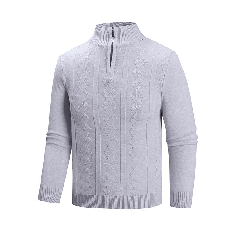 Herren modischer Strickpullover mit hohem Kragen und strukturiertem Design EB