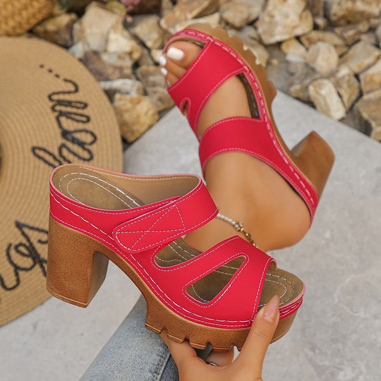 Damen komfortable Plateau-Sandalen mit durchbrochenem Design EB