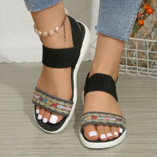 Damen Komfortable und modische Sandalen mit dekorativem Riemen EB