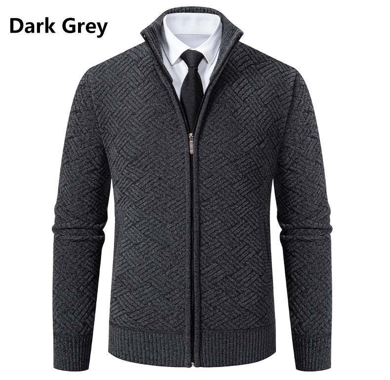 Herren Strickjacke mit modernem Zipper und kreativem Muster EB