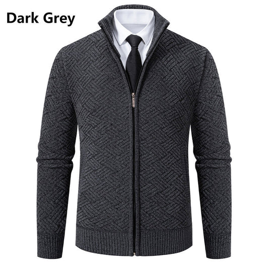 Herren Strickjacke mit modernem Zipper und kreativem Muster EB