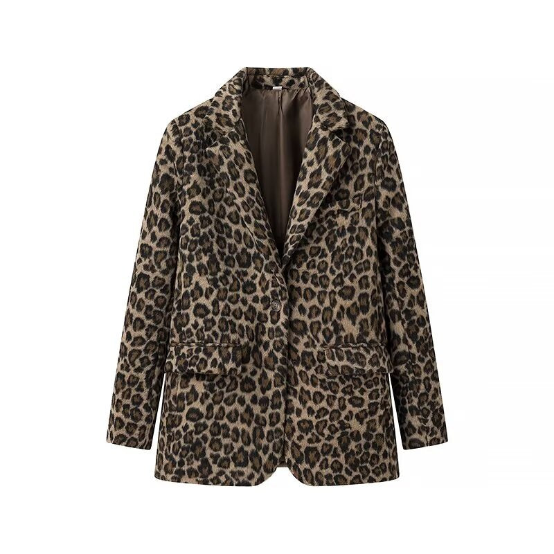 Damen elegante Leopardenblazerjacke EB