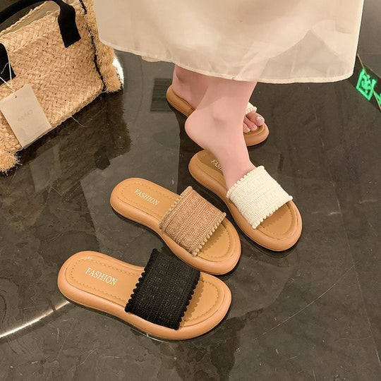 Damen modische Mules mit zierlichem Textilmuster EB