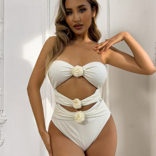 Damen Einteiliger Badeanzug mit floralem Design und innovativem Cut-Outs EB