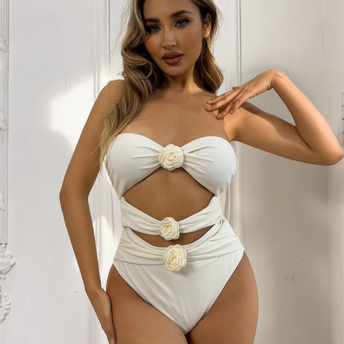 Damen Einteiliger Badeanzug mit floralem Design und innovativem Cut-Outs EB
