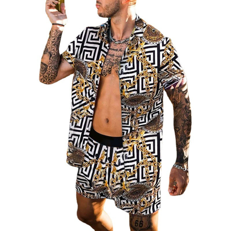 Herren Style-Kurzarmanzug mit maritimen Print EB