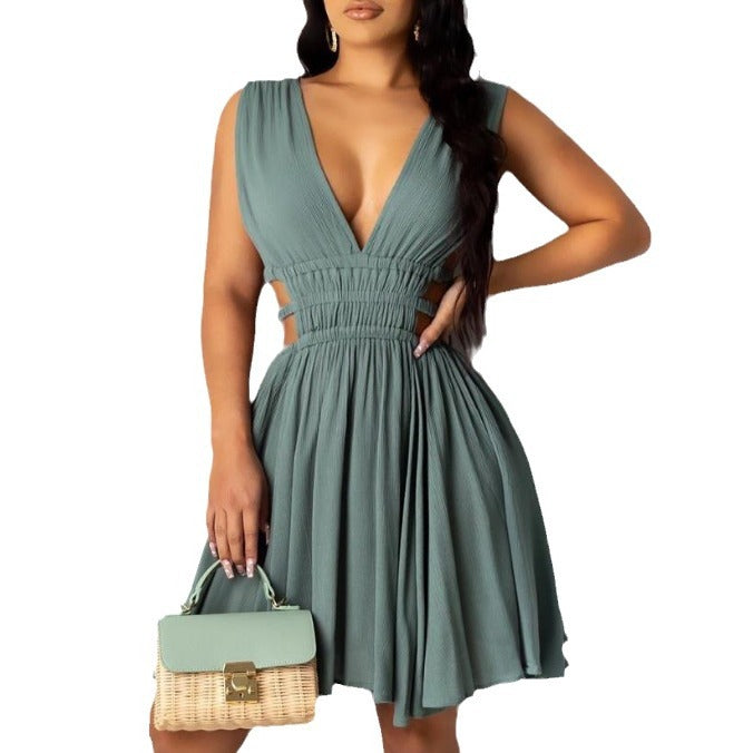 Damen Sommerliches Midi-Kleid mit Tailleneinschnitten EB