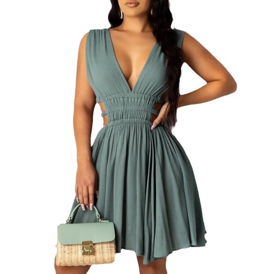 Damen Sommerliches Midi-Kleid mit Tailleneinschnitten EB