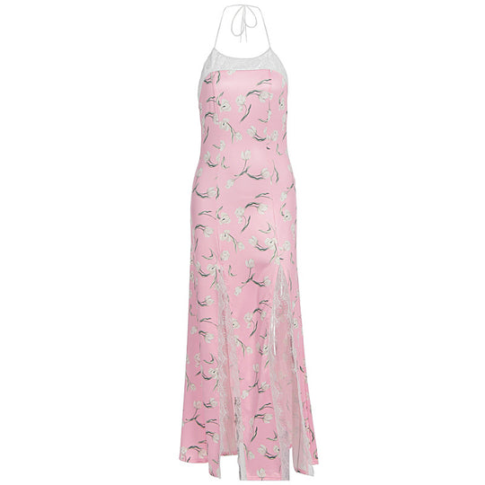 Damen Maxikleid mit floralem Muster und transparenten Einsätzen EB