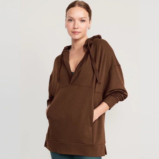 Damen Lässiger Kapuzenpullover mit asymmetrischem Schnitt und praktischen Taschen EB