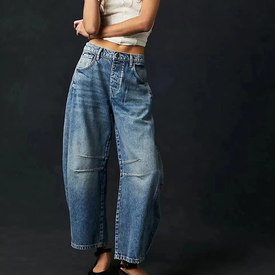 Damen Oversized Jeans im lässigen Schnitt mit modischen Details EB