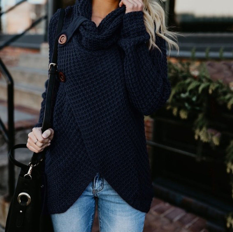 Damen Strickjacke mit asymmetrischem Verschluss und komfortablem Kragen EB