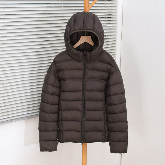 Damen nan ultraleichte Steppkurzjacke mit Thermo-Isolierung, ergonomischer Kapuze und packbarem Design EB