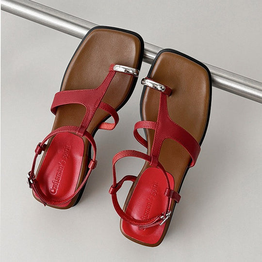Damen modische Zehentrenner-Sandalen mit elegantem Riemchen-Design EB