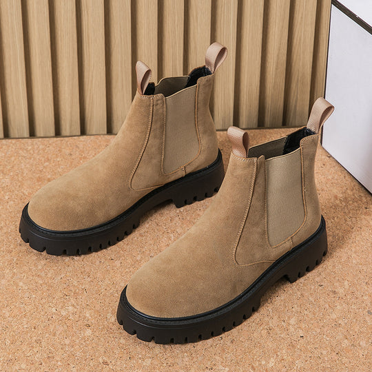 Damen Modische Chelsea-Stiefel mit rutschfester Sohle und elastischen Einsätzen EB