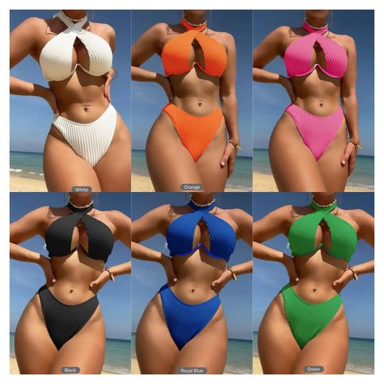 Damen Design-Bikini mit gekreuztem Oberteil EB