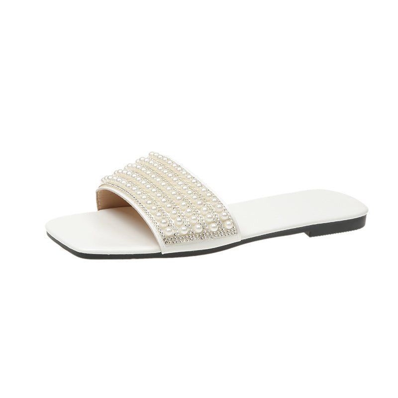 Damen Glamouröse Riemensandalen mit eleganten Perlenverzierungen EB