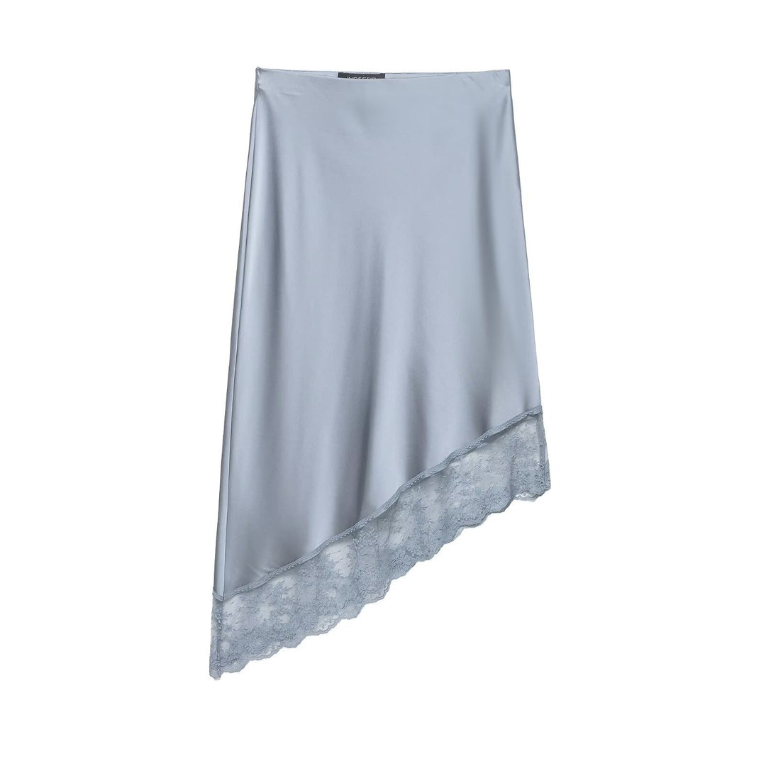 Damen eleganter Satinrock mit zarter Spitzenverzierung EB