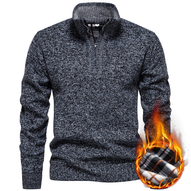 Herren Strickpullover mit halbem Reißverschluss und modischem Strukturdesign EB