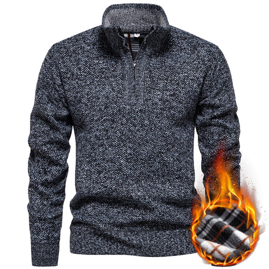 Herren Strickpullover mit halbem Reißverschluss und modischem Strukturdesign EB