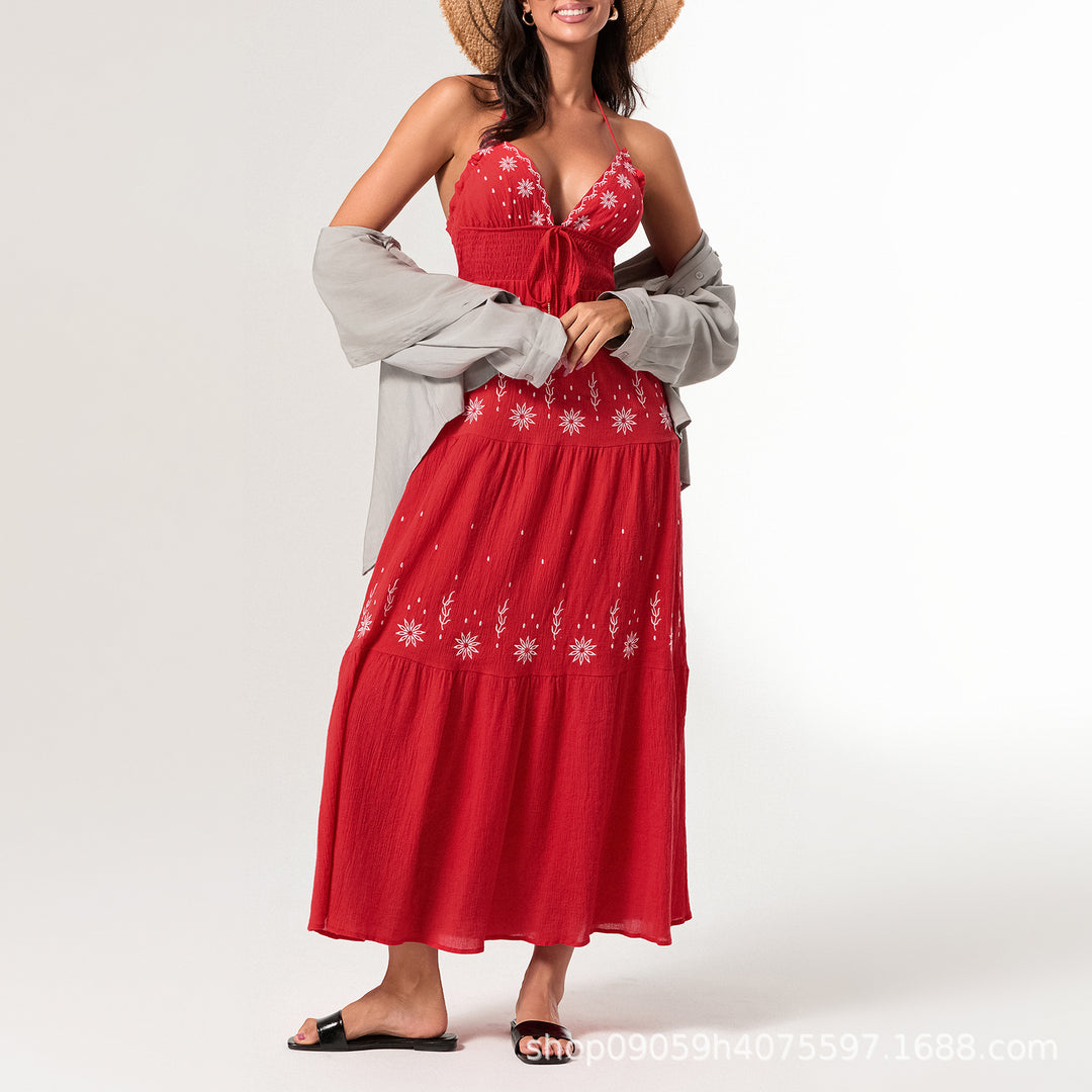 Damen Maxikleid mit zarten Stickereien EB