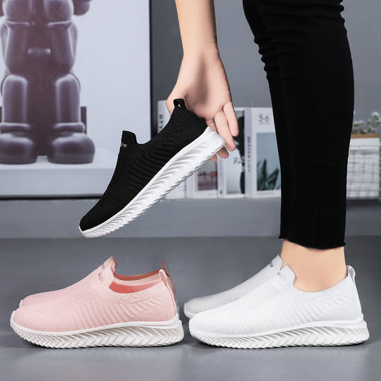 Damen Luftige Slip-On Sneakers mit flexiblem Strickoberteil EB