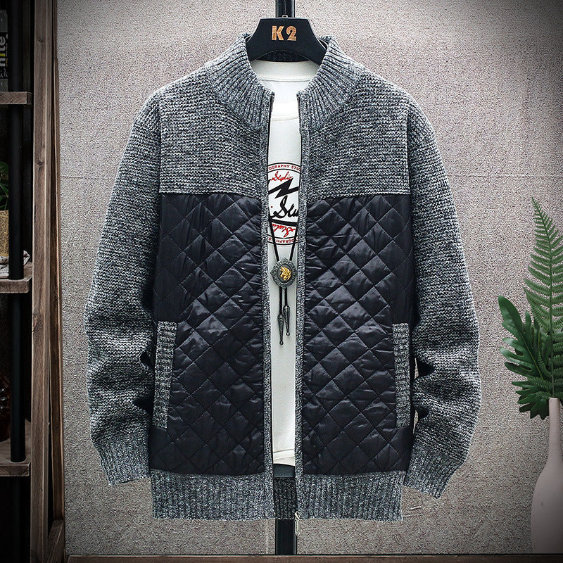 Herren Steppjacke mit Strickdetails und hohem Kragen EB