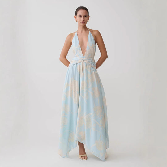 Damen Elegantes Wickelkleid mit tiefem V-Ausschnitt und floralem Design EB