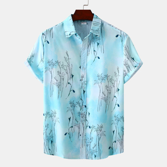 Damen Kurzarmhemd mit floralem Aquarelldruck und lockerer Passform EB