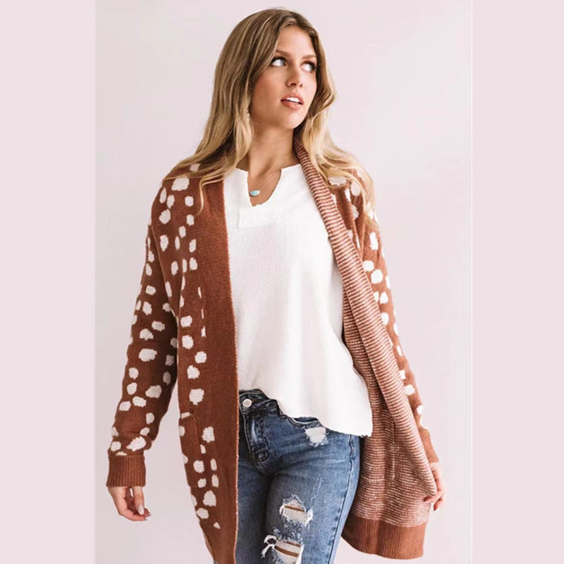 Damen Raglan-Cardigan mit stylischem Punktmuster EB