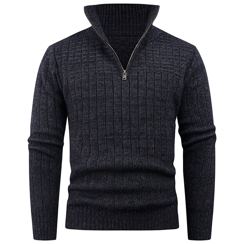 Herren Strickpullover mit modernem Zipper und strukturiertem Design EB