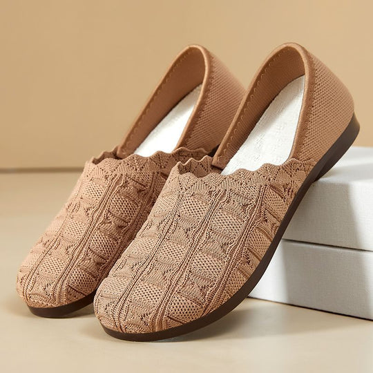 Damen Bequeme Ballerinas aus atmungsaktivem Strickmaterial EB