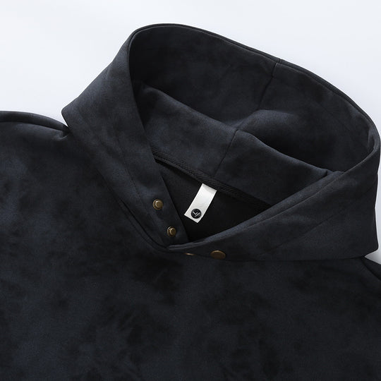 Unisex oversized Kapuzenpullover im Stonewashed-Look mit Kängurutasche, Metallnieten und geripptem Saum EB