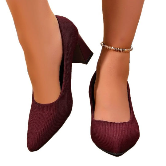 Damen elegante Pumps mit Blockabsatz und strukturiertem Obermaterial EB