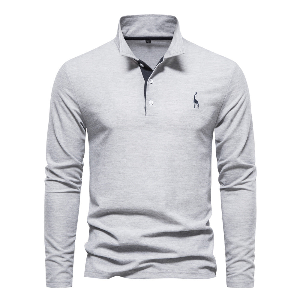 Herren Langarm Poloshirt mit modernem Kragen und atmungsaktiver Baumwollqualität EB