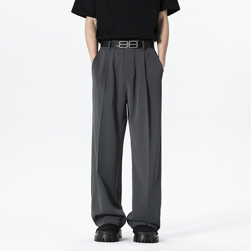 Herren nan weite Bundfalte Stoffhose mit hoher Taille, gerade Beinform und dezenten Seitentaschen EB