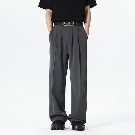 Herren nan weite Bundfalte Stoffhose mit hoher Taille, gerade Beinform und dezenten Seitentaschen EB