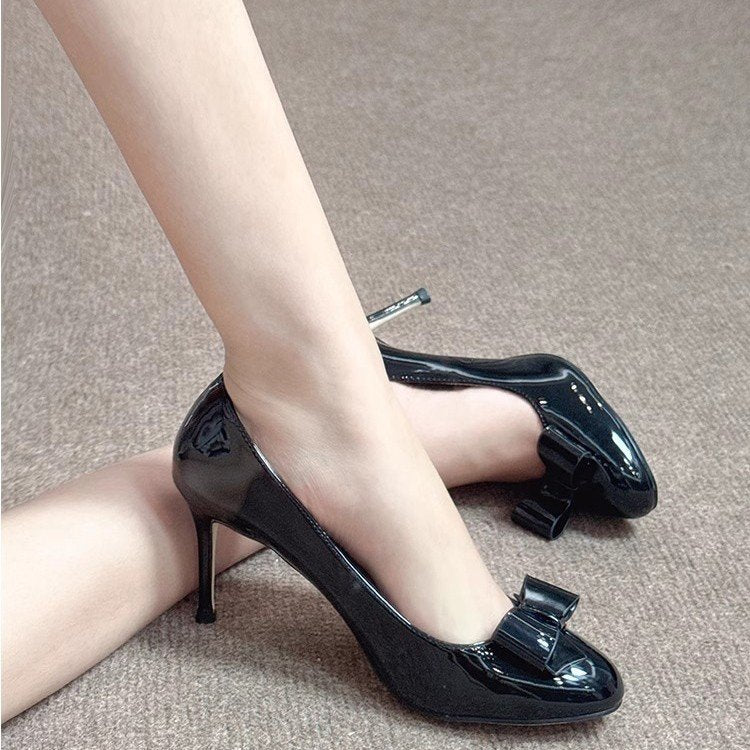 Damen elegante Pumps mit dekorativer Schleife und hohem Absatz EB