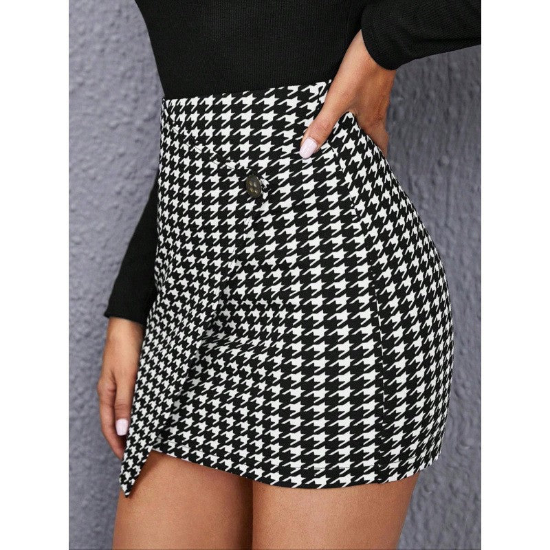 Damen Minirock mit asymmetrischem Schnitt und Knöpfen EB