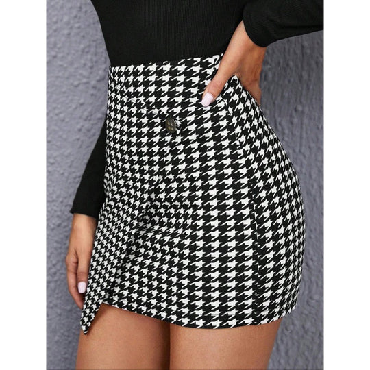 Damen Minirock mit asymmetrischem Schnitt und Knöpfen EB